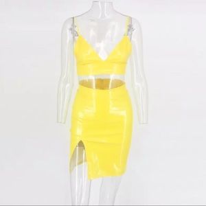 🍋Lemon Latex 🍋 Crop & Skirt Two Piece